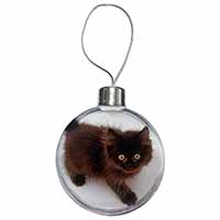 Chocolate Black Kitten Christmas Bauble