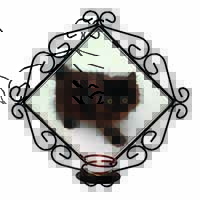 Chocolate Black Kitten Wrought Iron Wall Art Candle Holder