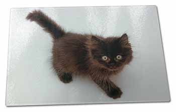 Large Glass Cutting Chopping Board Chocolate Black Kitten