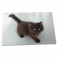 Large Glass Cutting Chopping Board Chocolate Black Kitten