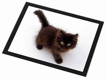 Chocolate Black Kitten Black Rim High Quality Glass Placemat