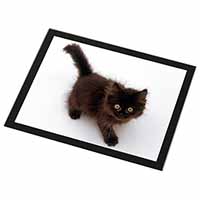 Chocolate Black Kitten Black Rim High Quality Glass Placemat