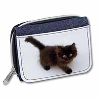 Chocolate Black Kitten Unisex Denim Purse Wallet