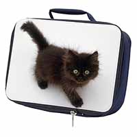 Chocolate Black Kitten Navy Insulated School Lunch Box/Picnic Bag