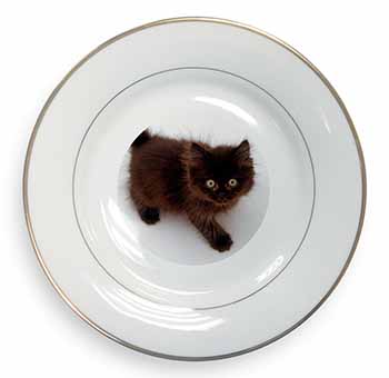 Chocolate Black Kitten Gold Rim Plate Printed Full Colour in Gift Box