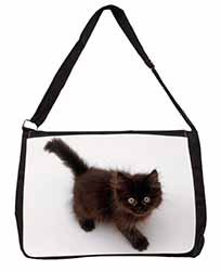 Chocolate Black Kitten Large Black Laptop Shoulder Bag School/College