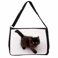 Chocolate Black Kitten Large Black Laptop Shoulder Bag School/College