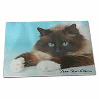 Large Glass Cutting Chopping Board Birman Cat 