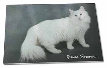 Large Glass Cutting Chopping Board White Cat 