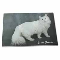 Large Glass Cutting Chopping Board White Cat 