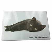 Large Glass Cutting Chopping Board Black Cat 