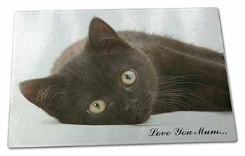 Large Glass Cutting Chopping Board Black Cat 