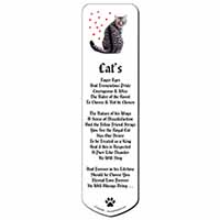 Silver Tabby Cat with Red Hearts Bookmark, Book mark, Printed full colour