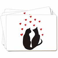 Cat Silhouette with Hearts Picture Placemats in Gift Box