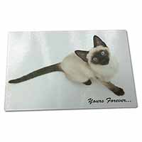 Large Glass Cutting Chopping Board Siamese Cat 