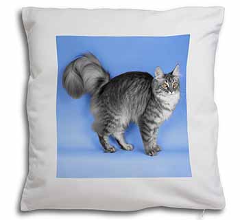 Silver Maine Coon Cat Soft White Velvet Feel Scatter Cushion