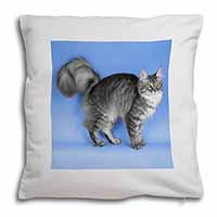 Silver Maine Coon Cat Soft White Velvet Feel Scatter Cushion