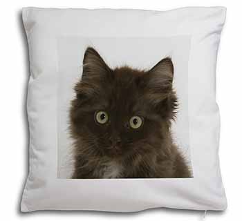 Fluffy Brown Kittens Face Soft White Velvet Feel Scatter Cushion