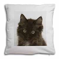Fluffy Brown Kittens Face Soft White Velvet Feel Scatter Cushion