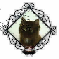 Fluffy Brown Kittens Face Wrought Iron Wall Art Candle Holder