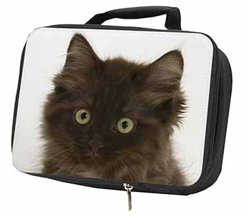 Fluffy Brown Kittens Face Black Insulated School Lunch Box/Picnic Bag