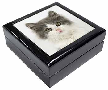 Grey, White Kittens Face Keepsake/Jewellery Box