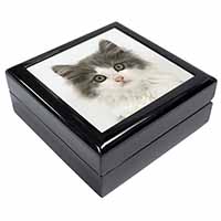 Grey, White Kittens Face Keepsake/Jewellery Box