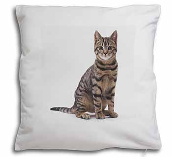 Brown Tabby Cat Soft White Velvet Feel Scatter Cushion