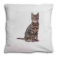 Brown Tabby Cat Soft White Velvet Feel Scatter Cushion