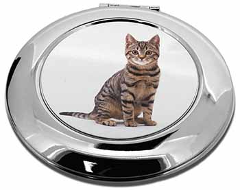 Brown Tabby Cat Make-Up Round Compact Mirror