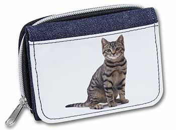 Brown Tabby Cat Unisex Denim Purse Wallet