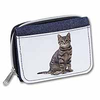 Brown Tabby Cat Unisex Denim Purse Wallet