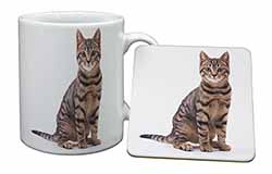 Brown Tabby Cat Mug and Coaster Set