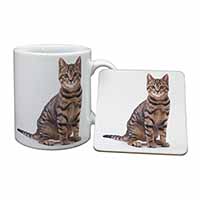 Brown Tabby Cat Mug and Coaster Set