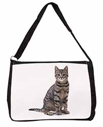 Brown Tabby Cat Large Black Laptop Shoulder Bag School/College