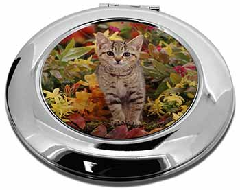 Tabby Kitten in Foilage Make-Up Round Compact Mirror