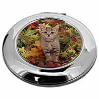 Tabby Kitten in Foilage Make-Up Round Compact Mirror
