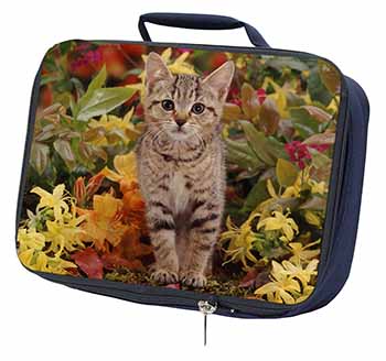 Tabby Kitten in Foilage Navy Insulated School Lunch Box/Picnic Bag