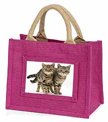 Brown Tabby Cats Little Girls Small Pink Jute Shopping Bag