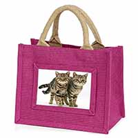 Brown Tabby Cats Little Girls Small Pink Jute Shopping Bag - Advanta Group®
