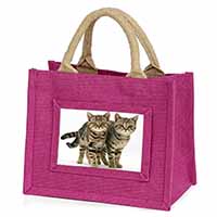 Brown Tabby Cats Little Girls Small Pink Jute Shopping Bag