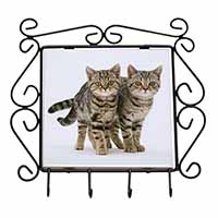 Brown Tabby Cats Wrought Iron Key Holder Hooks