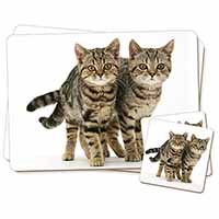 Brown Tabby Cats Twin 2x Placemats and 2x Coasters Set in Gift Box