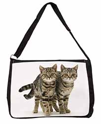 Brown Tabby Cats Large Black Laptop Shoulder Bag School/College