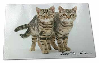 Large Glass Cutting Chopping Board Brown Tabby Cats 