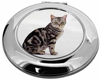 Pretty Tabby Cat Make-Up Round Compact Mirror