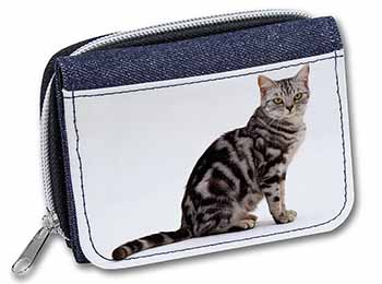 Pretty Tabby Cat Unisex Denim Purse Wallet