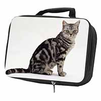 Pretty Tabby Cat Black Insulated School Lunch Box/Picnic Bag