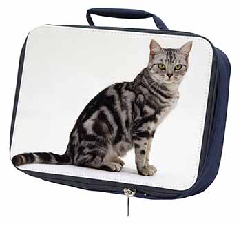 Pretty Tabby Cat Navy Insulated School Lunch Box/Picnic Bag
