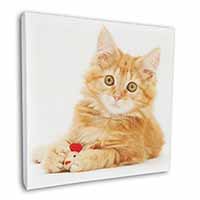 Fluffy Ginger Kitten Square Canvas 12"x12" Wall Art Picture Print